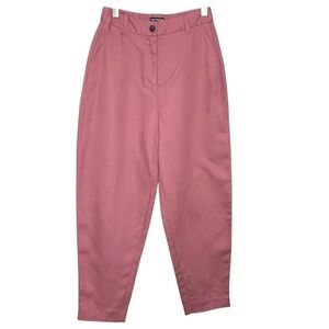 Frank Oak High Rise Pants Linen Blend Pink Blush Sz 4 Pleated Tapered Minimalist